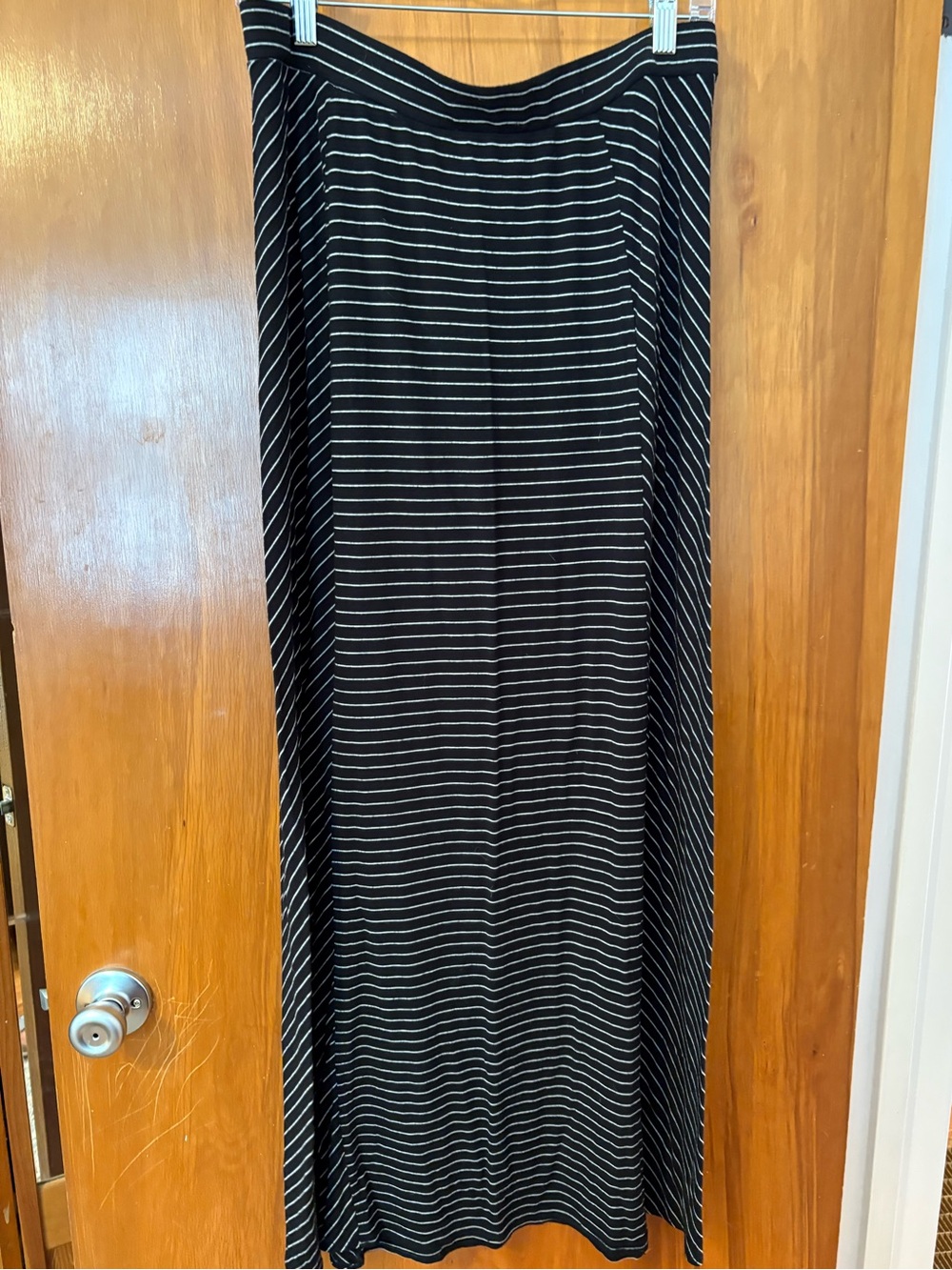 LOFT Black and White Stripe Maxi Skirt
